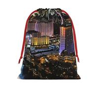Las Vegas Night View Printed Christmas Drawstring Gift Bags For Decorating Christmas Trees Staircases And Porches Party Favors Wedding Decor & Holiday Packaging 3 Sizes