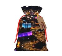 Las Vegas Night View Printing Christmas Bag With Drawstring Closure, 4.7x6.9 In For Christmas Party Birthday Gift Wrapping