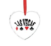 Las Vegas Poker And King Christmas Hanging Ornaments Crystal Glass Heart Pendant Gifts for Xmas Trees Home Offices