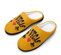 Las Vegas Poker And King Men's Cotton Slippers Lightweight House Shoes with Anti-Skid Sole for Travel Indoor Outdoor