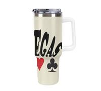 Las Vegas Poker and King Travel Mug with Handle & Straw 40oz Stainless Steel Water Bottle Double Wall Tumbler