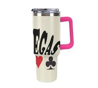 Las Vegas Poker and King Travel Mug with Handle & Straw 40oz Stainless Steel Water Bottle Double Wall Tumbler