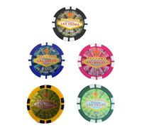 Las Vegas Poker Chip Magnets - Set of 5 Casino-Style Fridge Magnets | Poker Night Gifts, Game Room Decor, Souvenirs & Party Favors