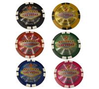 Las Vegas Poker Chip Magnets - Set of 6 Colorful Casino-Style Fridge Magnets | Poker Night Gifts, Game Room Decor, Souvenirs & Party Favors