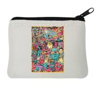 Las Vegas Psychedelic Poster Art Fear City Trippy Neoprene Coin Purse Pouch 10x11cm White