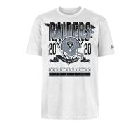LAS VEGAS RAIDERS New Era Cap NFL Oversized T-Shirt Screent Print Distressed Team Graphic White Unisex