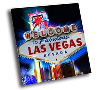 Las Vegas Retro Sign Cool Square Scenic Canvas Wall Art Large Picture Print
