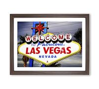 Las Vegas Sign No.2 Modern Framed Print | A3 Walnut Framed Wall Art | Ready to Hang | Modern Nature Picture | Living Room Bedroom Lounge Office