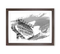 Las Vegas Sign V1 Modern Framed Print | A3 Walnut Framed Wall Art | Ready to Hang | Modern Nature Picture | Living Room Bedroom Lounge Office