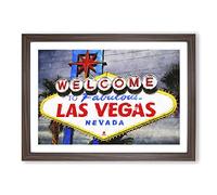 Las Vegas Sign Vol.2 Painting Framed Print | A2 Walnut Framed Wall Art | Ready to Hang | Modern Historical Picture | Living Room Bedroom Lounge Office