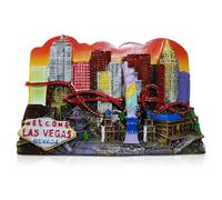 Las Vegas Skyline 3D Fridge Magnet, 8.3 cm x 5.5 cm, Decorative Souvenir with Famous Landmarks