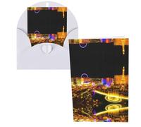 Las Vegas Skyline Night Print Thank You Cards Greeting Cards With Envelopes Blank Note Cards 10x15 cm Perfect for Thank Yous Invitations