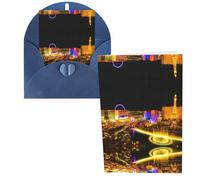 Las Vegas Skyline Night Print Thank You Cards Greeting Cards With Envelopes Blank Note Cards 10x15 cm Perfect for Thank Yous Invitations