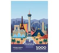 Las Vegas Skyline with Iconic Landmarks 1000 Piece Jigsaw Puzzle, Historic Square Architecture, 1000 Pieces for Adults, for Families, Relaxing Challenge, 70x50cm/1000pcs