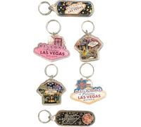 Las Vegas Souvenir Keychain Collection, Iconic Las Vegas Sign, T-shirt, Lucky Penny Set of 6, 2 inch, Multicolor, 2"