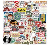 Las Vegas Stickers 50 Pcs Vinyl Cartoon Funny Gambling Stickers for Laptop Skateboard Helmet Phone Computer Water Bottle Car Bike Luggage,Waterproof Aesthetic Nevada Travel Sticker for Adults Teens