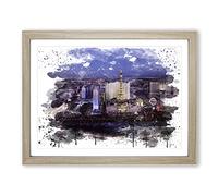 Las Vegas Strip Skyline Nevada USA No.2 V3 Modern Framed Print | A3 Oak Framed Wall Art | Ready to Hang | Modern Flag Picture | Living Room Bedroom Lounge Office