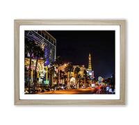 Las Vegas Strip Skyline Nevada USA No.3 Modern Framed Print | A2 Oak Framed Wall Art | Ready to Hang | Modern Flag Picture | Living Room Bedroom Lounge Office