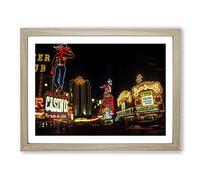 Las Vegas Strip Skyline Nevada USA No.4 Modern Framed Print | A4 Oak Framed Wall Art | Ready to Hang | Modern Flag Picture | Living Room Bedroom Lounge Office
