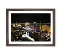 Las Vegas Strip Skyline Nevada USA No.5 Modern Framed Print | A2 Walnut Framed Wall Art | Ready to Hang | Modern Flag Picture | Living Room Bedroom Lounge Office
