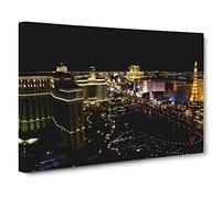 Las Vegas Strip Skyline Nevada USA No.6 Canvas Print | Gallery Wrapped 30mm Frame Wall Art | 24x16 inches | Ready to Hang | Modern Cityscape Picture | Living Room Bedroom Lounge Office