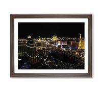 Las Vegas Strip Skyline Nevada USA No.6 Modern Framed Print | A4 Walnut Framed Wall Art | Ready to Hang | Modern Flag Picture | Living Room Bedroom Lounge Office