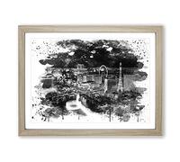 Las Vegas Strip Skyline Nevada USA Vol.5 V4 Modern Framed Print | A3 Oak Framed Wall Art | Ready to Hang | Modern Flag Picture | Living Room Bedroom Lounge Office
