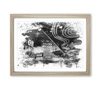 Las Vegas Strip Skyline Nevada USA Vol.9 V4 Modern Framed Print | A4 Oak Framed Wall Art | Ready to Hang | Modern Flag Picture | Living Room Bedroom Lounge Office