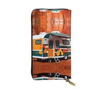 Las Vegas Sunset 1 Leather Wallet for Women and Men, Large Wallet with 12 Card Slots, Passport Wallet, Happy Fall Camper Leaf, One Size