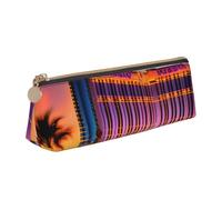 Las Vegas Sunset 1 Print Leather Pencil Case Zipper Pencil Multifunctional Stationery Bags