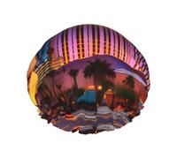 Las Vegas Sunset 1 shower caps with a double layer of, hold your hair well whether using them while showering or taking bath.