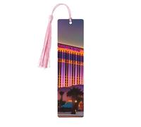 Las Vegas Sunset 1 Wooden Bookmark Craft Hanging Tags Ornaments Rectangular Bookmarks with Holes and Ropes