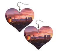 Las Vegas Sunset Elegant Leather Heart-Shaped Earrings-Fashionable And Unique Accessories For Everyday Wear