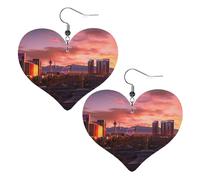 Las Vegas Sunset Elegant Leather Heart-Shaped Earrings-Fashionable And Unique Accessories For Everyday Wear