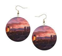 Las Vegas Sunset Elegant Leather Round Earrings-Fashionable And Unique Accessories For Everyday Wear
