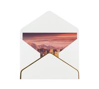 Las Vegas Sunset Personalised Pearl-Finish Greeting Cards With Envelopes - Five Elegant Colourways, Gold-Edged Blank Cards, Suitable For All Occasions
