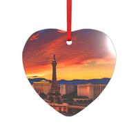 Las Vegas Sunset Print Acrylic Shaped Pendant for Christmas Holiday Parties,Decorative Hanging Souvenir