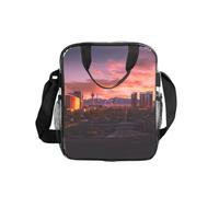 Las Vegas Sunset Print Clear Pvc Waterproof Tote Transparent See Through Lunch Handbag,Travel Toiletry Bag,Women Men Work Shopping