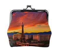 Las Vegas Sunset Print Exquisite Kiss Lock Wallet Compact Versatile Women Coin Purse Small Zipper Pouch