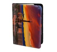 Las Vegas Sunset print Leather Card Case Travel Accessories Passport Holder Cover Wallet for Women Men, Black, One Size
