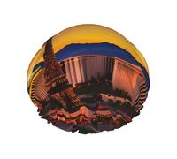 Las Vegas Sunset Print Lightweight Shower Cap for Women and Men Reusable hat Soft hat and Bath Hair Cap