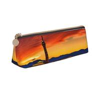 Las Vegas Sunset Print PVC Coin Purse Money Bag Makeup Case Pencil Pouch Zipper stationery case Women Men, White, One Size, Simple