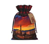 Las Vegas Sunset Print Xmas Drawstring Gift Wrapping Bag For Christmas Festive Present Packaging Needs