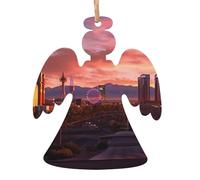 Las Vegas Sunset Printed Angel Shape Christmas Tree Pendants 2 Pcs, Lanyards Home Holiday Xmas New Year Party Decorations