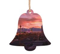 Las Vegas Sunset Printed Bell Shape Christmas Tree Pendants 2 Pcs, Lanyards Home Holiday Xmas New Year Party Decorations