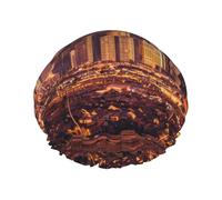 Las Vegas Sunset Printed Double-Layer Shower Cap, Reusable Shower Cap, Suitable For Various Hair Lengths