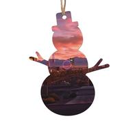Las Vegas Sunset Printed Snowman Shape Christmas Tree Pendants 2 Pcs, Lanyards Home Holiday Xmas New Year Party Decorations