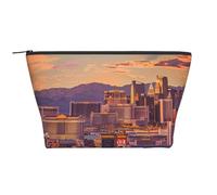 Las Vegas Sunset Prints Trapezoid Makeup Bag Travel Cosmetic Organizer with Foam Padding for Gym, Office, and Weekend Trips