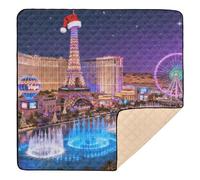 Las Vegas U.s.-Themed Christmas Wallpaper Soft Thick Baby Playmat for Floor Waterproof Tummy Time & Crawling Mat for Newborns Babies Infants Toddlers, 50'' x 50''