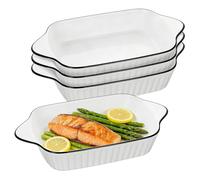 Lasagna Baking Dish, Ceramic Baking Dishes, 10.5in Rectangular Bakeware with Handles, Shepherds Pie Bakeware, Oven Safe & Microwave Safe (Rectangular - 4 Pack)